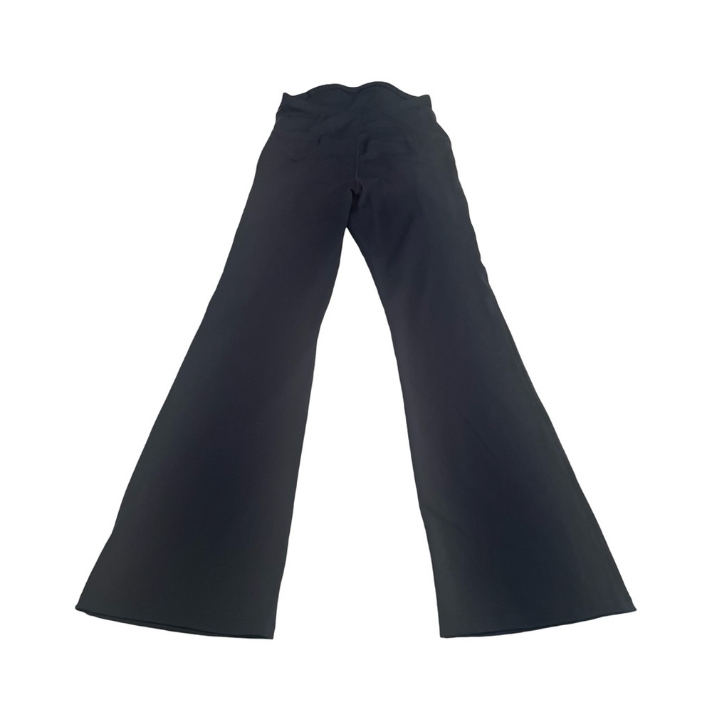 Poshdivah Maternity Yoga Pants Black Wide Leg Flare High Waist Crossover M nwt